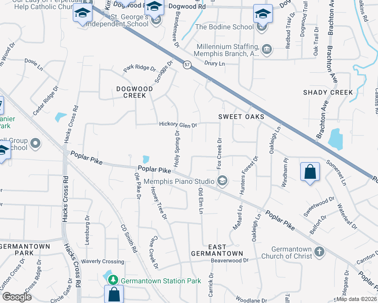 map of restaurants, bars, coffee shops, grocery stores, and more near 8378 Hunters Horn in Germantown