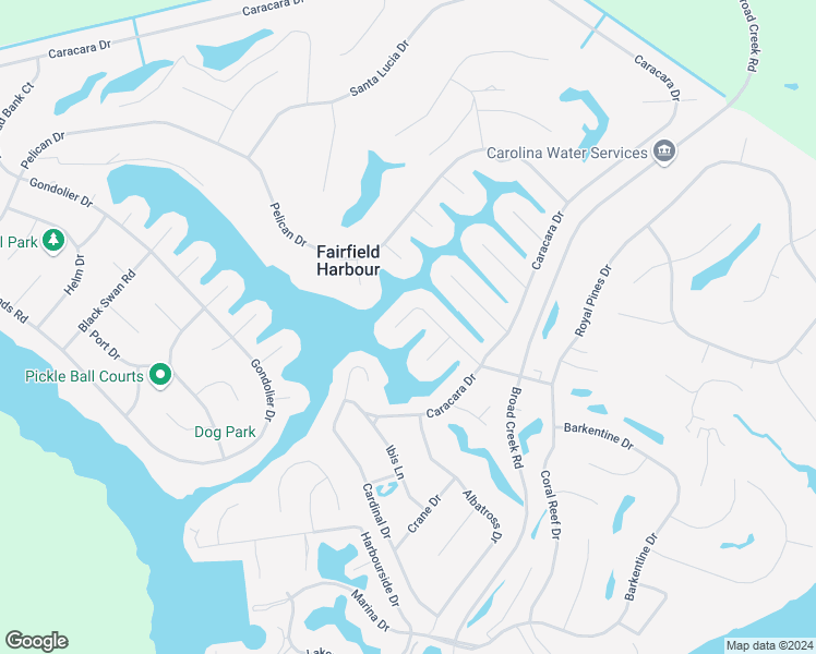 map of restaurants, bars, coffee shops, grocery stores, and more near 6006 Cassowary Lane in New Bern