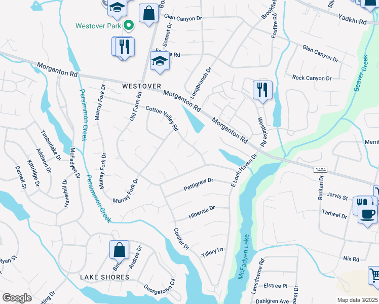 map of restaurants, bars, coffee shops, grocery stores, and more near 286 Potash Place in Fayetteville