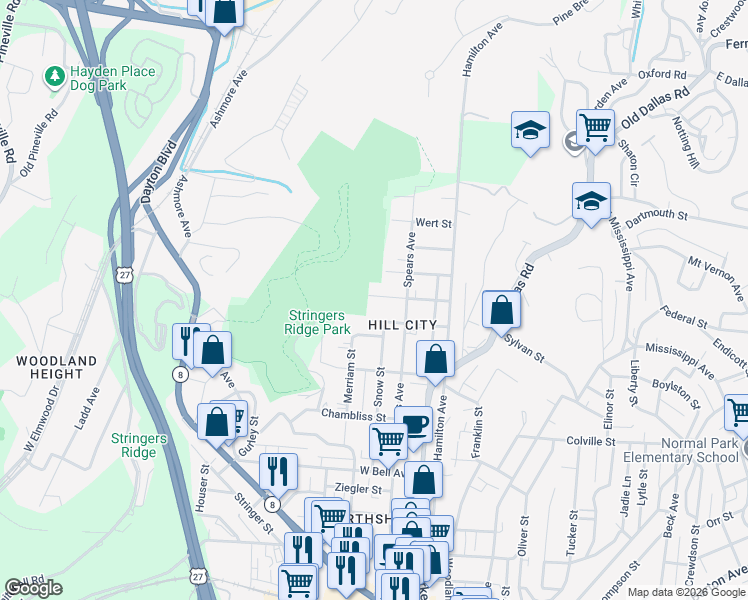 map of restaurants, bars, coffee shops, grocery stores, and more near 202 Sawyer Street in Chattanooga
