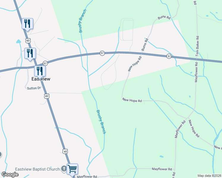map of restaurants, bars, coffee shops, grocery stores, and more near 345 New Hope Road in Ramer