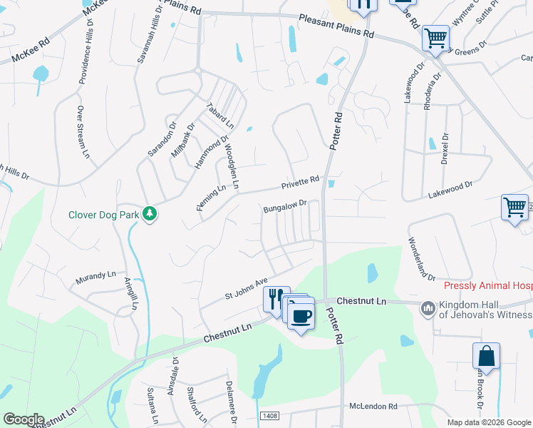 map of restaurants, bars, coffee shops, grocery stores, and more near 5136 Craftsman Ridge Drive in Stallings