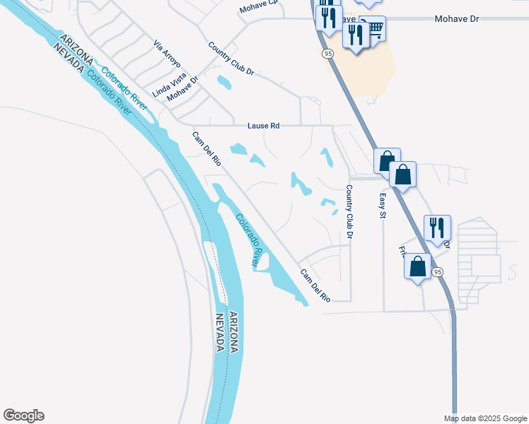 map of restaurants, bars, coffee shops, grocery stores, and more near 2906 Camino Del Rio in Bullhead City