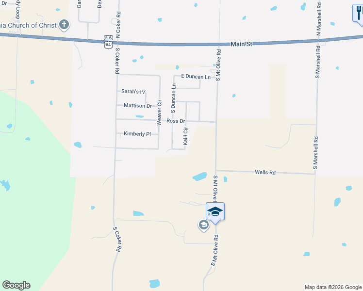 map of restaurants, bars, coffee shops, grocery stores, and more near 9 Kalli Circle in Vilonia