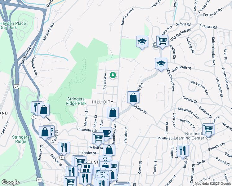 map of restaurants, bars, coffee shops, grocery stores, and more near 9 Sawyer St in Chattanooga