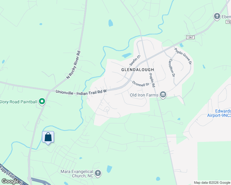 map of restaurants, bars, coffee shops, grocery stores, and more near 2218 Knocktree Drive in Indian Trail