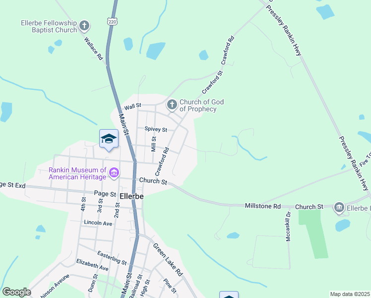 map of restaurants, bars, coffee shops, grocery stores, and more near 102 Duncans Road in Ellerbe