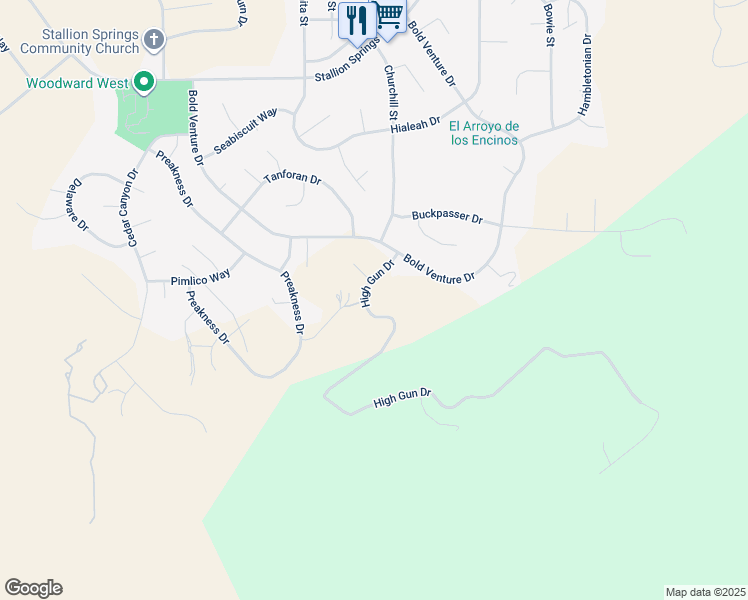 map of restaurants, bars, coffee shops, grocery stores, and more near 17500 High Gun Drive in Tehachapi
