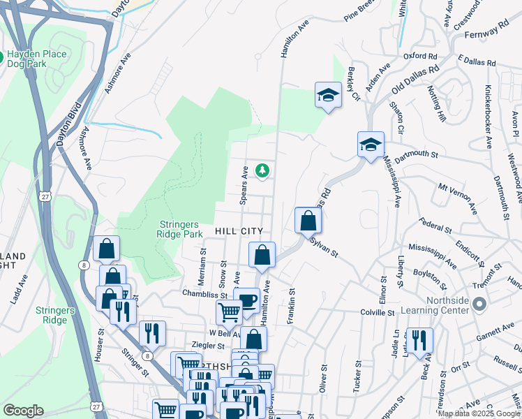 map of restaurants, bars, coffee shops, grocery stores, and more near 1003 North Market Street in Chattanooga