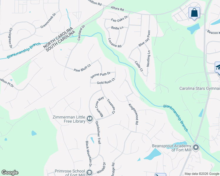 map of restaurants, bars, coffee shops, grocery stores, and more near 1056 Kilpatrick Lane in Fort Mill
