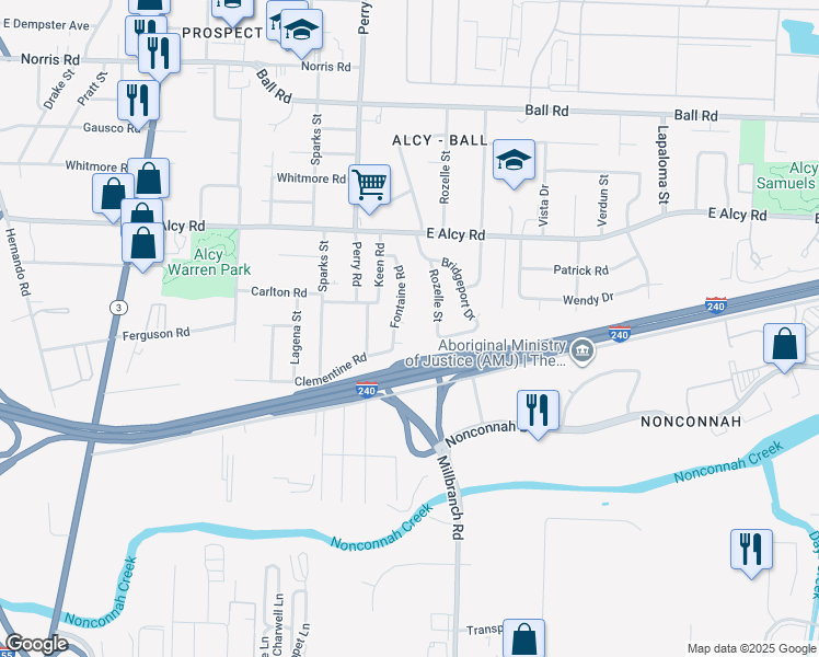map of restaurants, bars, coffee shops, grocery stores, and more near 2574 Fontaine Road in Memphis
