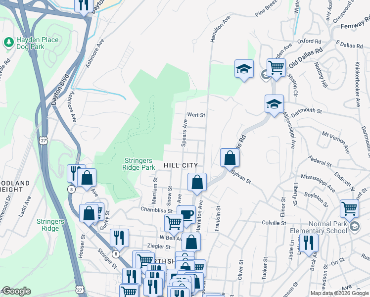 map of restaurants, bars, coffee shops, grocery stores, and more near 1000 Spears Avenue in Chattanooga