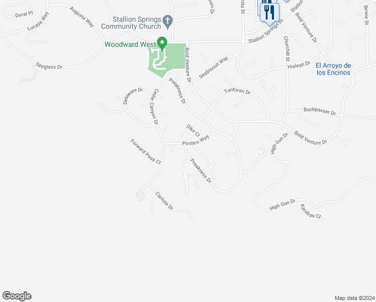 map of restaurants, bars, coffee shops, grocery stores, and more near 27800 Preakness Drive in Tehachapi
