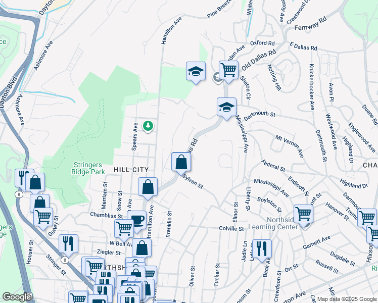 map of restaurants, bars, coffee shops, grocery stores, and more near 1010 Dallas Rd in Chattanooga