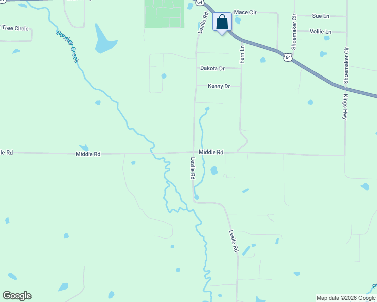 map of restaurants, bars, coffee shops, grocery stores, and more near 73 Leslie Road in Conway
