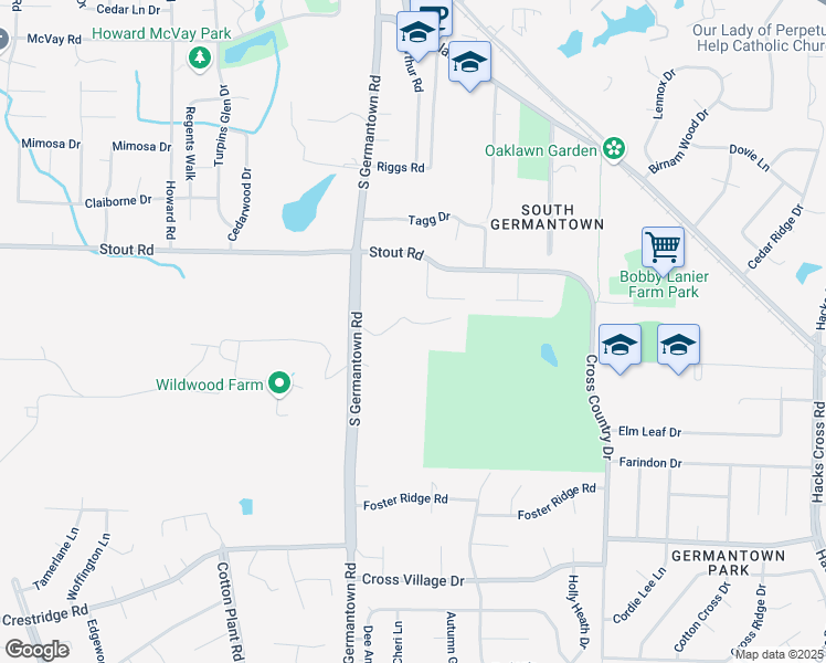 map of restaurants, bars, coffee shops, grocery stores, and more near 2700 South Germantown Road in Germantown
