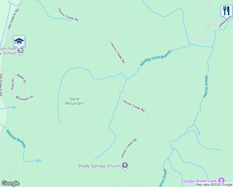 map of restaurants, bars, coffee shops, grocery stores, and more near 1425 Horns Creek Road in Old Fort