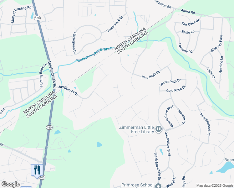 map of restaurants, bars, coffee shops, grocery stores, and more near 16005 Virginia Lee Court in Fort Mill