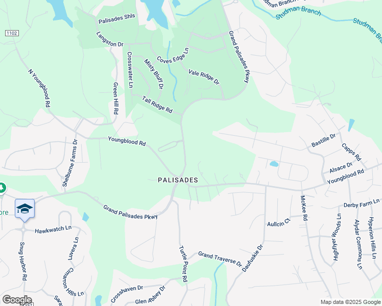 map of restaurants, bars, coffee shops, grocery stores, and more near 14106 Grand Palisades Parkway in Charlotte