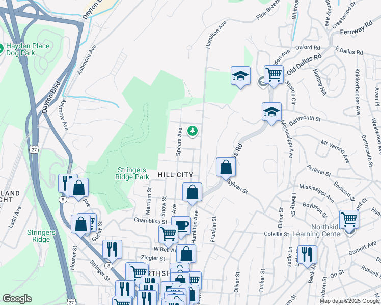 map of restaurants, bars, coffee shops, grocery stores, and more near 9 Sawyer Street in Chattanooga