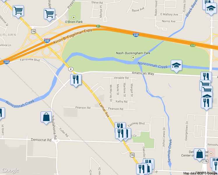 map of restaurants, bars, coffee shops, grocery stores, and more near 2728 McMurray Street in Memphis