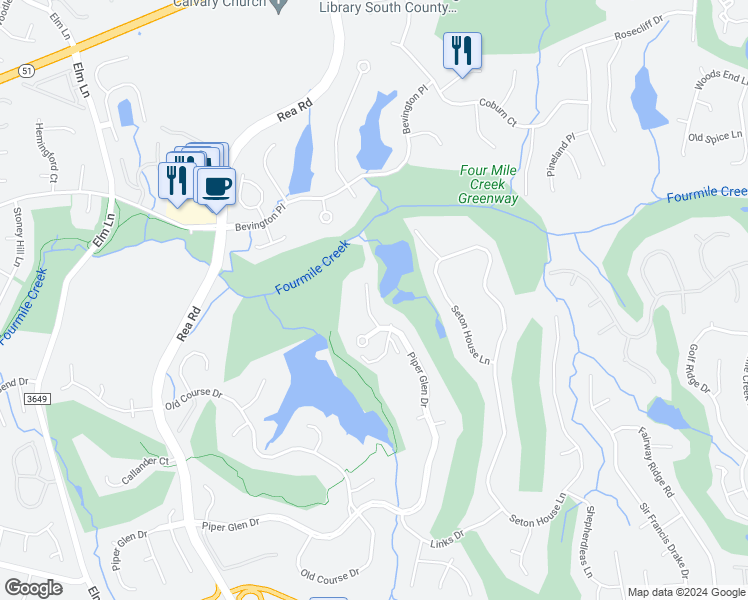 map of restaurants, bars, coffee shops, grocery stores, and more near 6615 Kilberry Lane in Charlotte