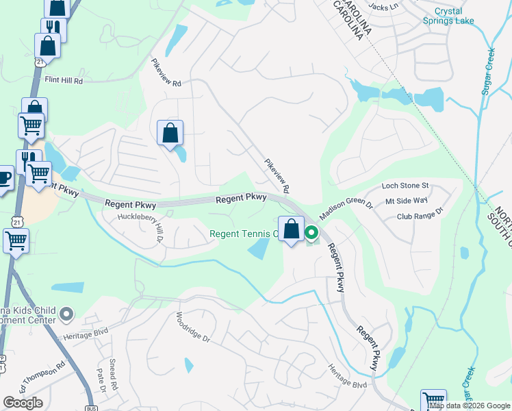 map of restaurants, bars, coffee shops, grocery stores, and more near 619 Samet Street in Fort Mill
