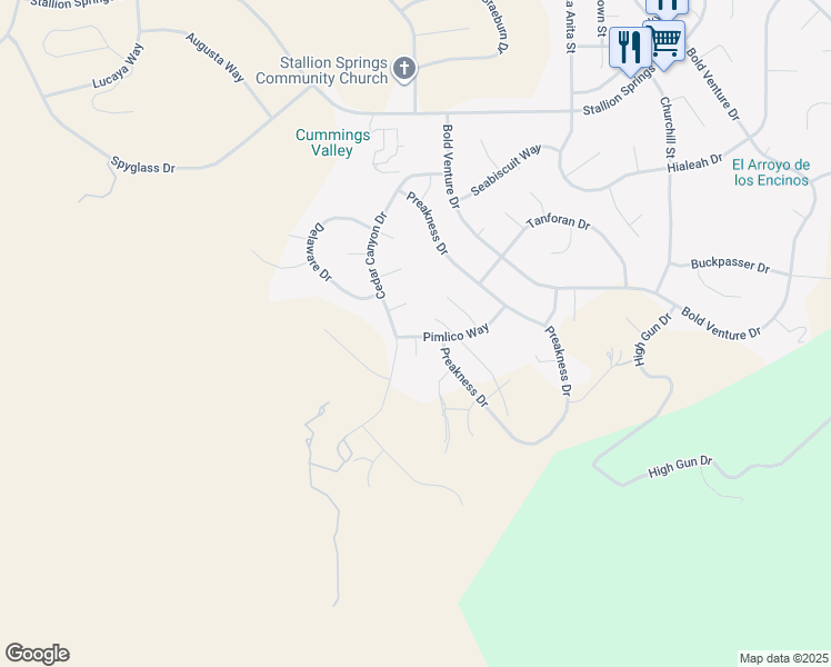 map of restaurants, bars, coffee shops, grocery stores, and more near 28321 Pimlico Way in Tehachapi