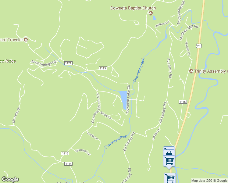 map of restaurants, bars, coffee shops, grocery stores, and more near 787 Coweeta Lake Circle in Otto