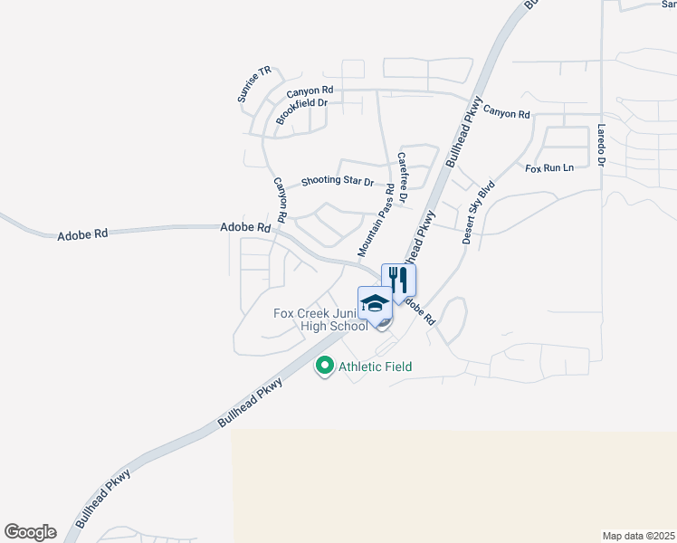 map of restaurants, bars, coffee shops, grocery stores, and more near 2310 Silverthorne Drive in Bullhead City