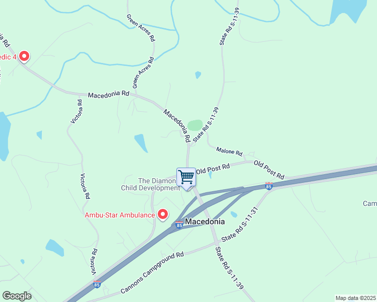 map of restaurants, bars, coffee shops, grocery stores, and more near 205 Macedonia Road in Gaffney