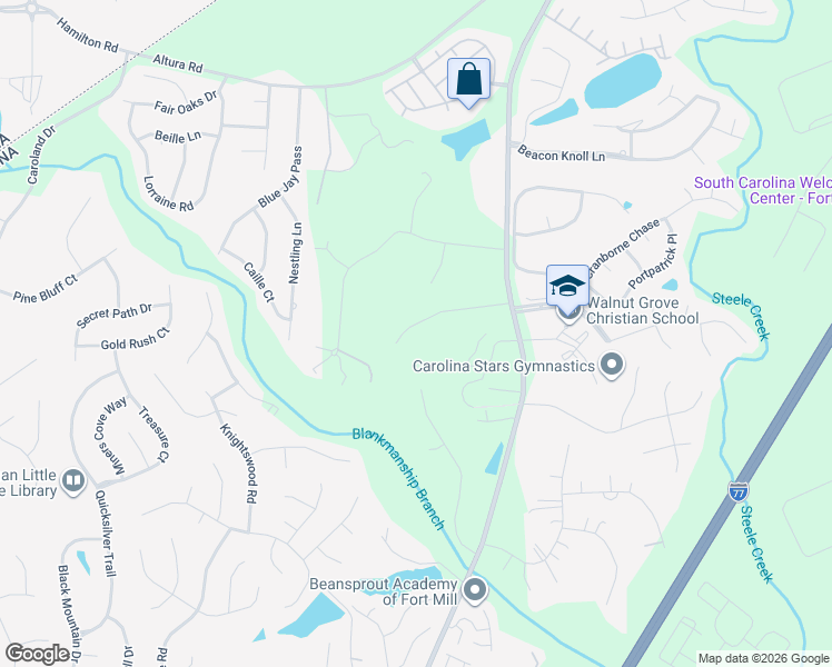 map of restaurants, bars, coffee shops, grocery stores, and more near 917 Haddonfield Drive in Fort Mill