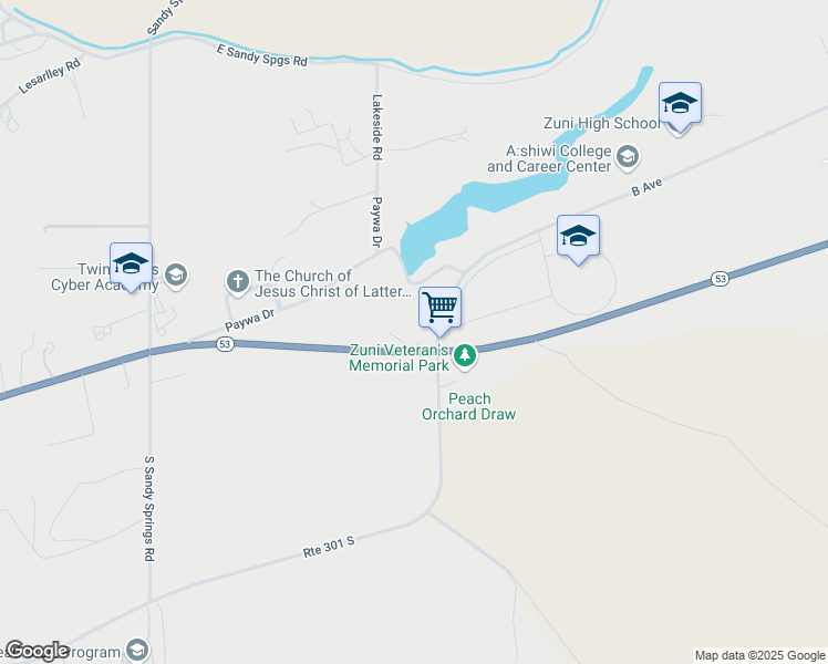 map of restaurants, bars, coffee shops, grocery stores, and more near 1 Route 301 North in Zuni