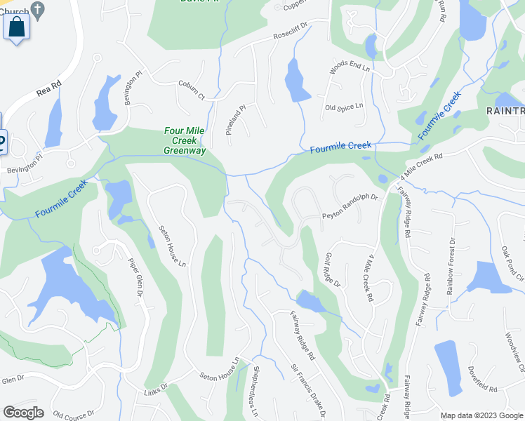map of restaurants, bars, coffee shops, grocery stores, and more near 8317 Peyton Randolph Drive in Charlotte