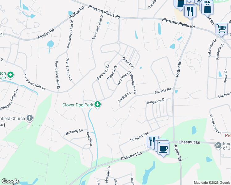map of restaurants, bars, coffee shops, grocery stores, and more near 1801 Hammond Drive in Stallings