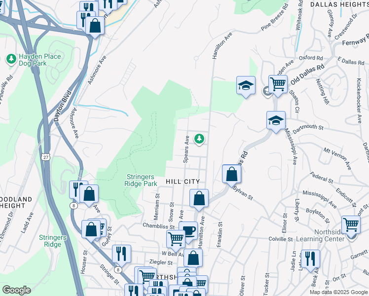 map of restaurants, bars, coffee shops, grocery stores, and more near 210 Moonstone Road in Chattanooga