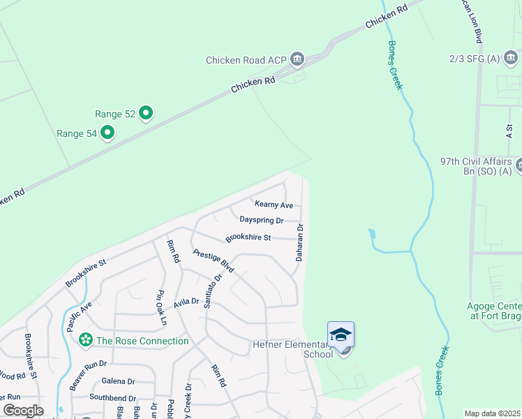 map of restaurants, bars, coffee shops, grocery stores, and more near 7139 Kearny Avenue in Fayetteville