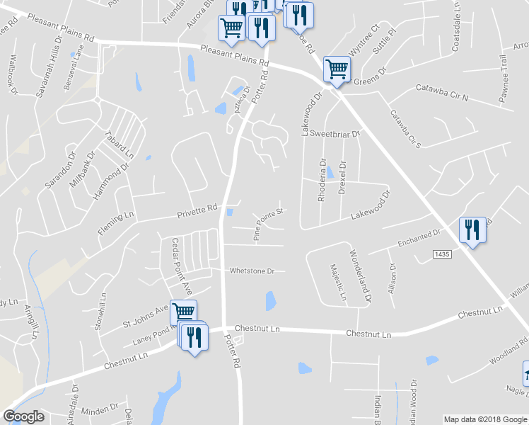 map of restaurants, bars, coffee shops, grocery stores, and more near 3109 Pine Pointe Street in Stallings