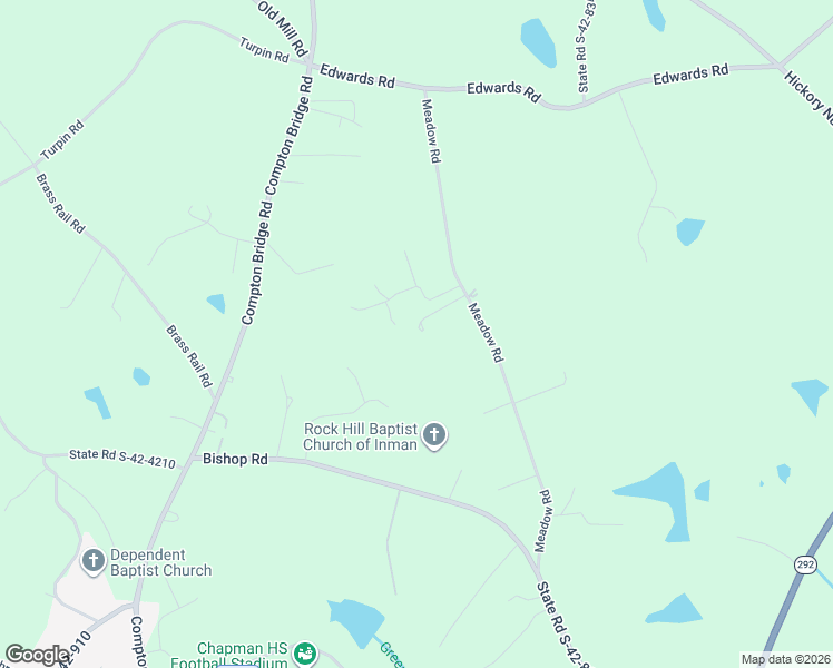 map of restaurants, bars, coffee shops, grocery stores, and more near 473 Meadow Road in Inman