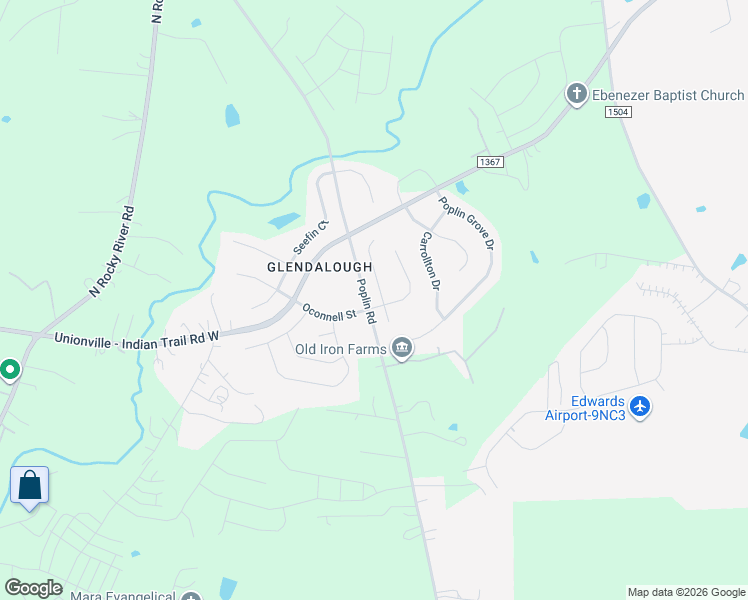 map of restaurants, bars, coffee shops, grocery stores, and more near 4172 Oconnell Street in Indian Trail