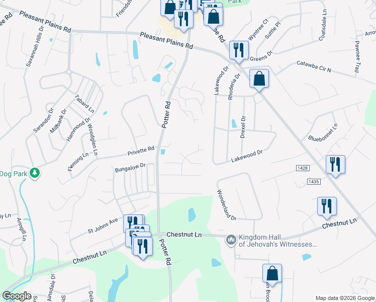 map of restaurants, bars, coffee shops, grocery stores, and more near 3109 Pine Pointe Street in Stallings