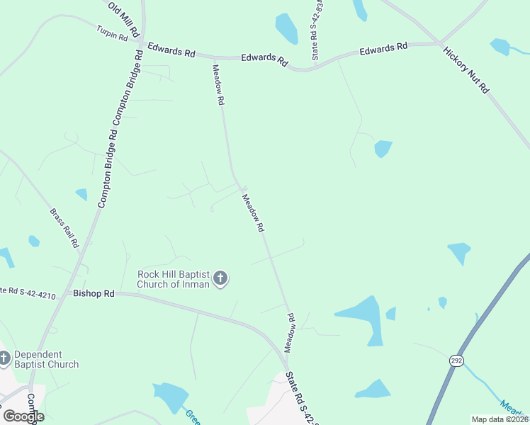 map of restaurants, bars, coffee shops, grocery stores, and more near 450 Meadow Road in Inman