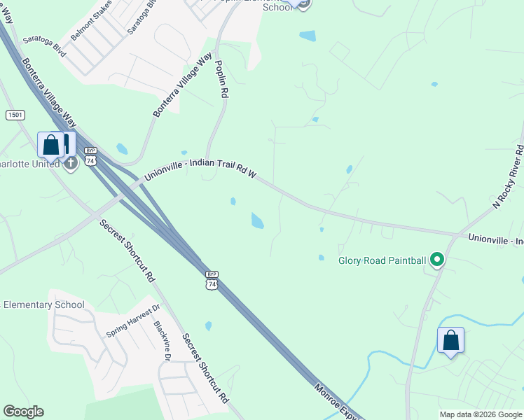 map of restaurants, bars, coffee shops, grocery stores, and more near 2831 Unionville Indian Trail Road West in Indian Trail