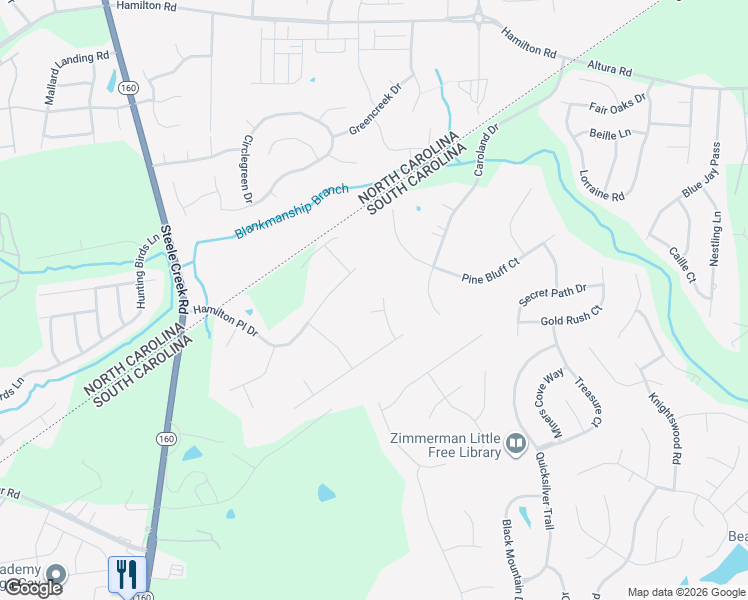 map of restaurants, bars, coffee shops, grocery stores, and more near 16015 Virginia Lee Court in Fort Mill