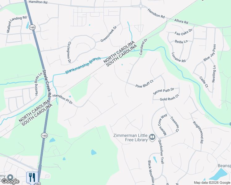 map of restaurants, bars, coffee shops, grocery stores, and more near 16015 Virginia Lee Court in Fort Mill
