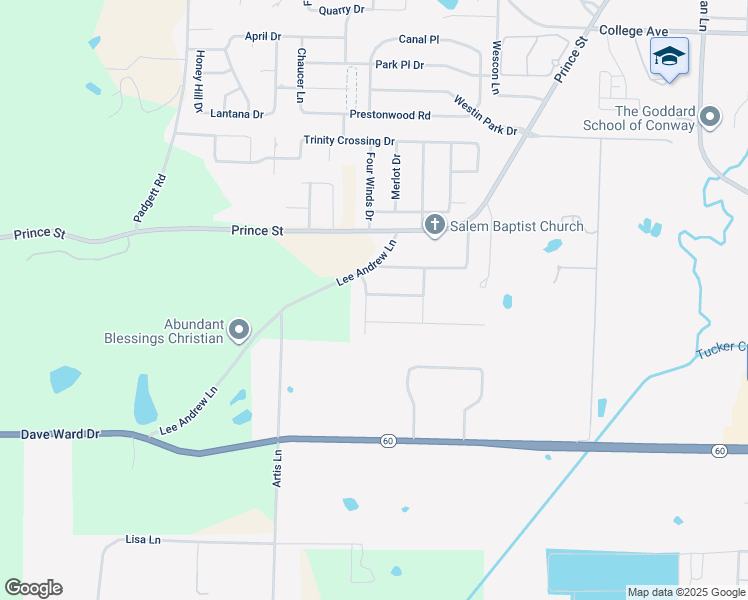 map of restaurants, bars, coffee shops, grocery stores, and more near 5025 Longwall Drive in Conway