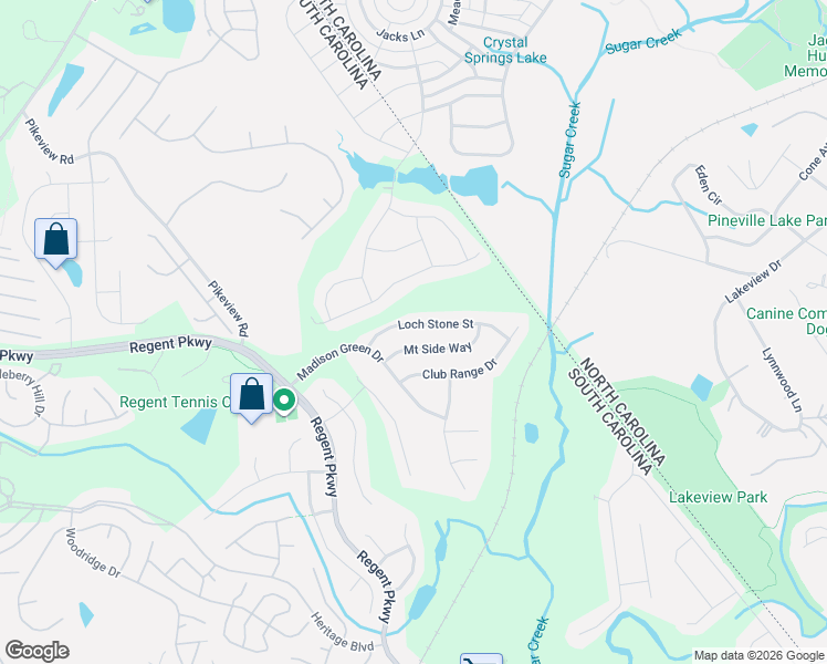 map of restaurants, bars, coffee shops, grocery stores, and more near 325 Mount Side Way in Fort Mill