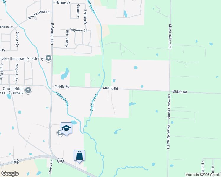 map of restaurants, bars, coffee shops, grocery stores, and more near 52 Middle Road in Conway