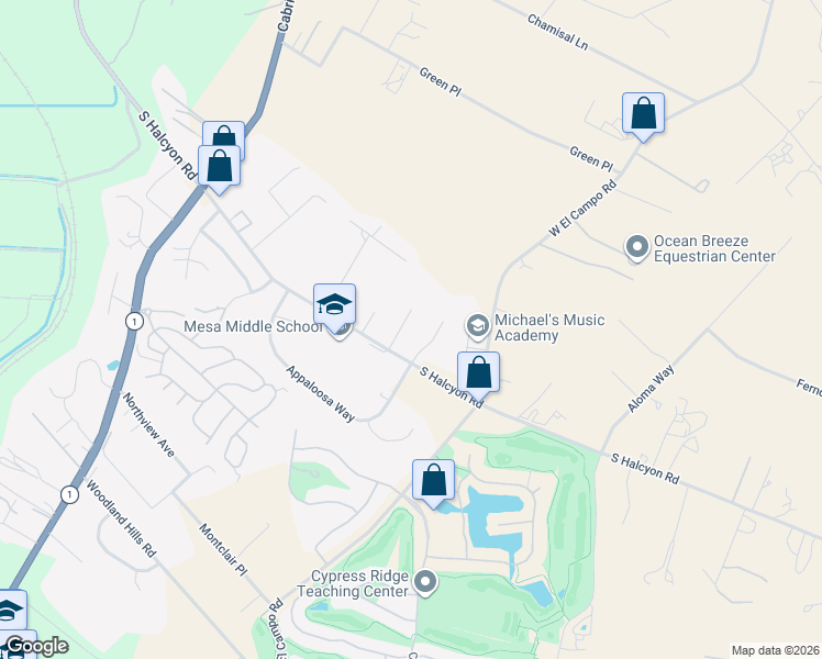 map of restaurants, bars, coffee shops, grocery stores, and more near 575 Redtail Meadow Lane in Arroyo Grande