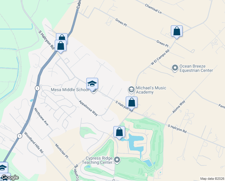 map of restaurants, bars, coffee shops, grocery stores, and more near 575 Redtail Meadow Lane in Arroyo Grande